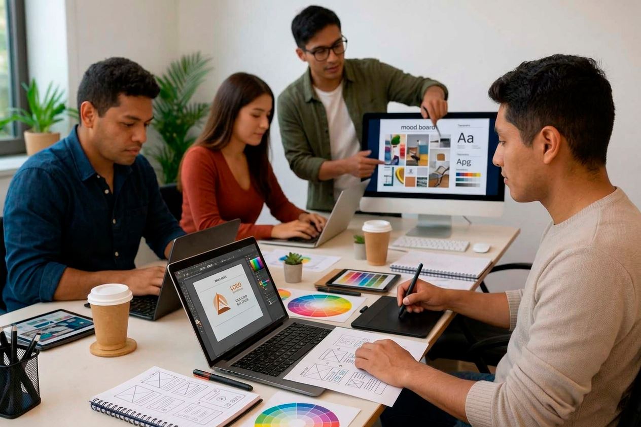 Diseñadores de TECnovedades trabajando en identidad de marca