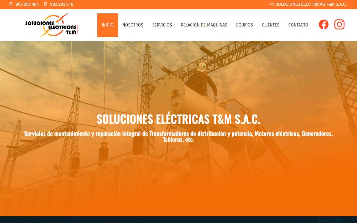 Diseño de página web profesional en Lima para soluciones eléctricas tym
